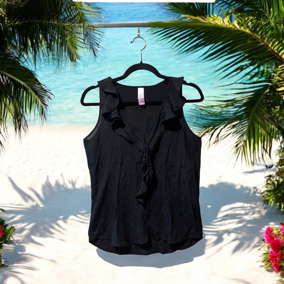 NO BO Black Sleeveless Top with Ruffles - Picture 4 of 12